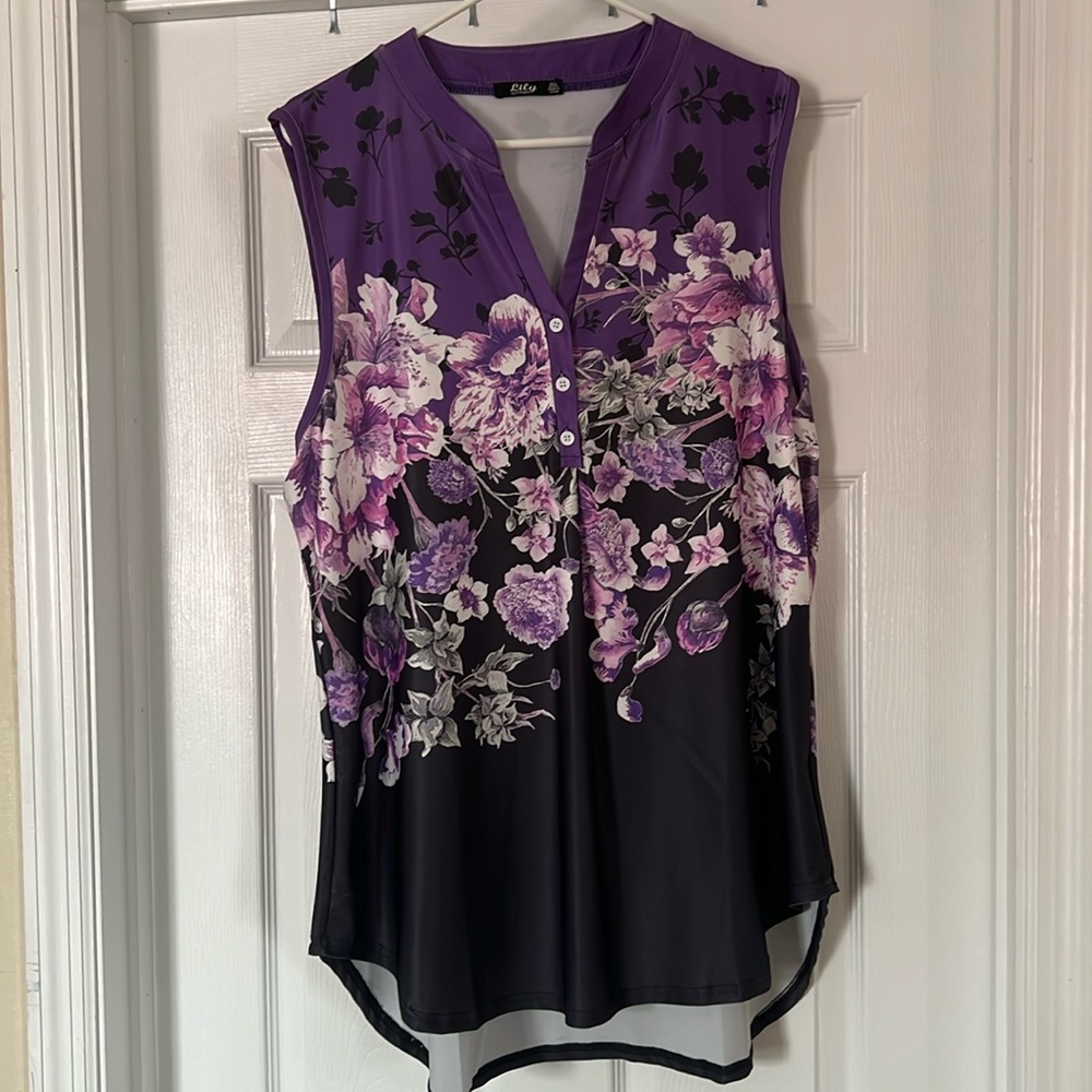 Lily by Firmiana purple and black blouse